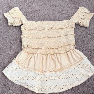 Free People Cream Ruffle Blouse